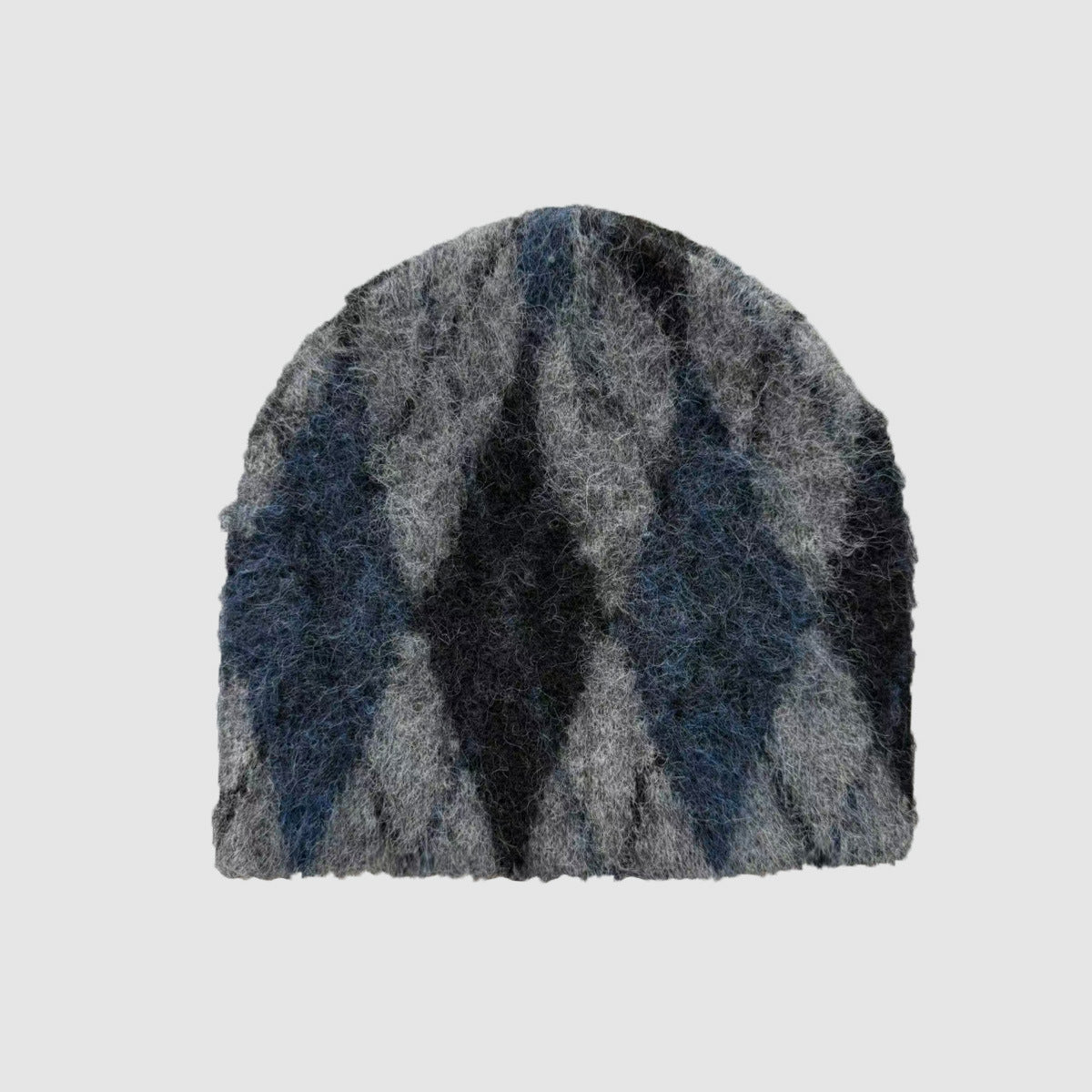 Wool Blend Diamond Pattern Knit Beanie for Women
