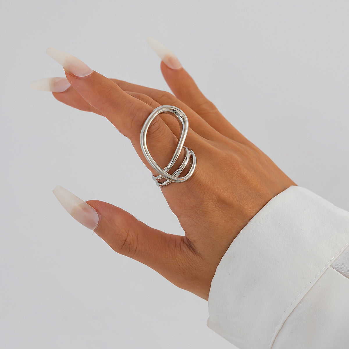 Trendy Metal Open-Cuff Bracelet With Spring Design