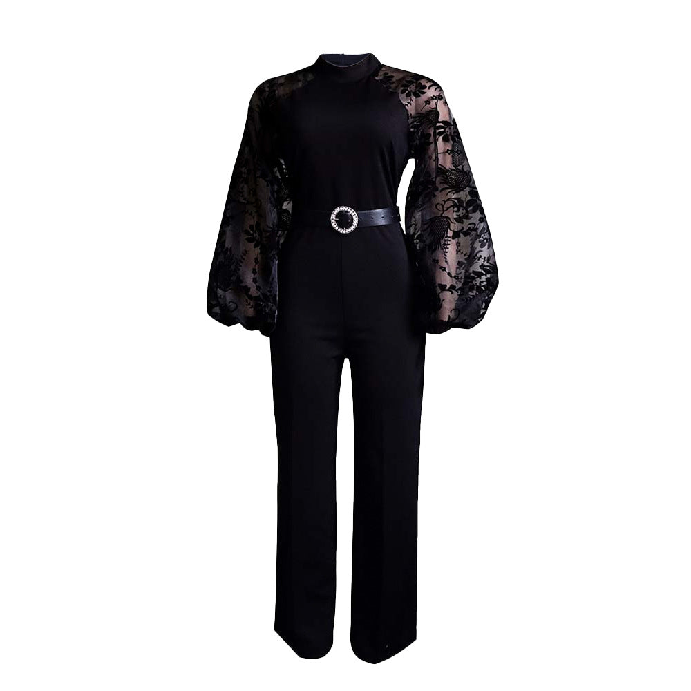 Elegant High-Waisted Wide-Leg Jumpsuit With Belt