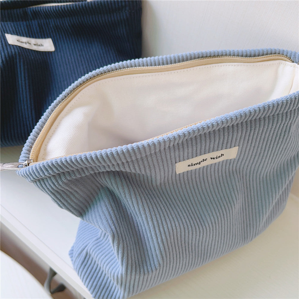 Solid Color Corduroy Simple Makeup Bag