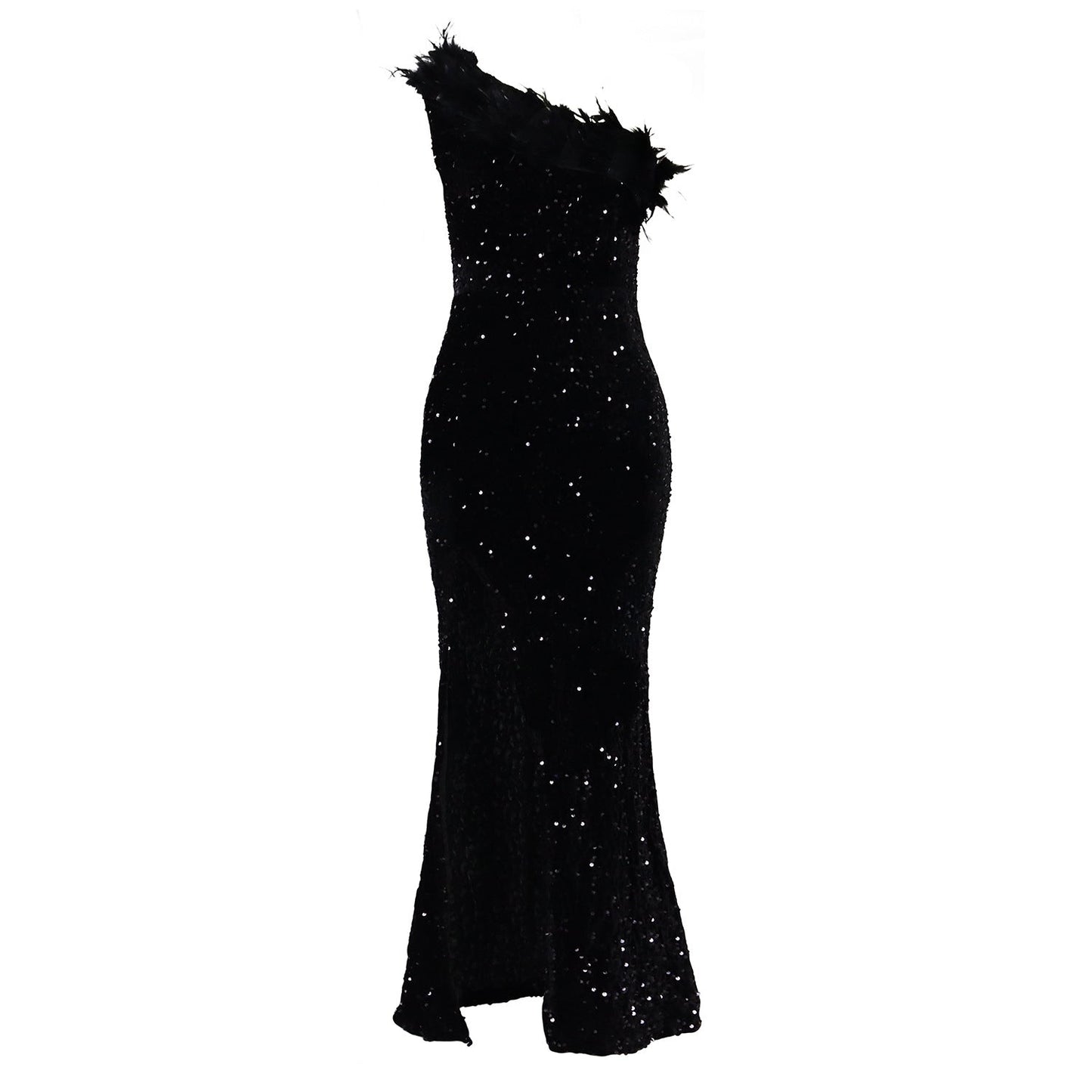 Elegant High-Waisted Split Maxi Dress With Sequins