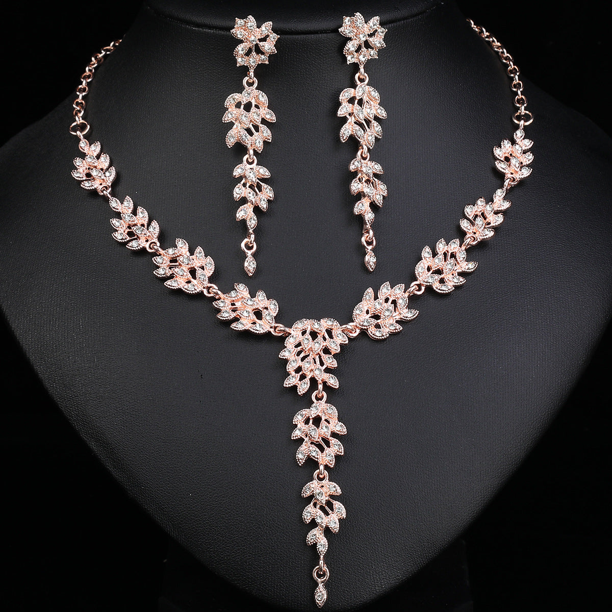 Elegant Bridal Necklace Set with High-Quality Crystal and Diamonds