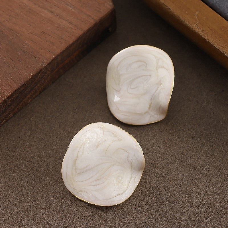 Geometric Enamel Drop Earrings Elegant Zinc Alloy