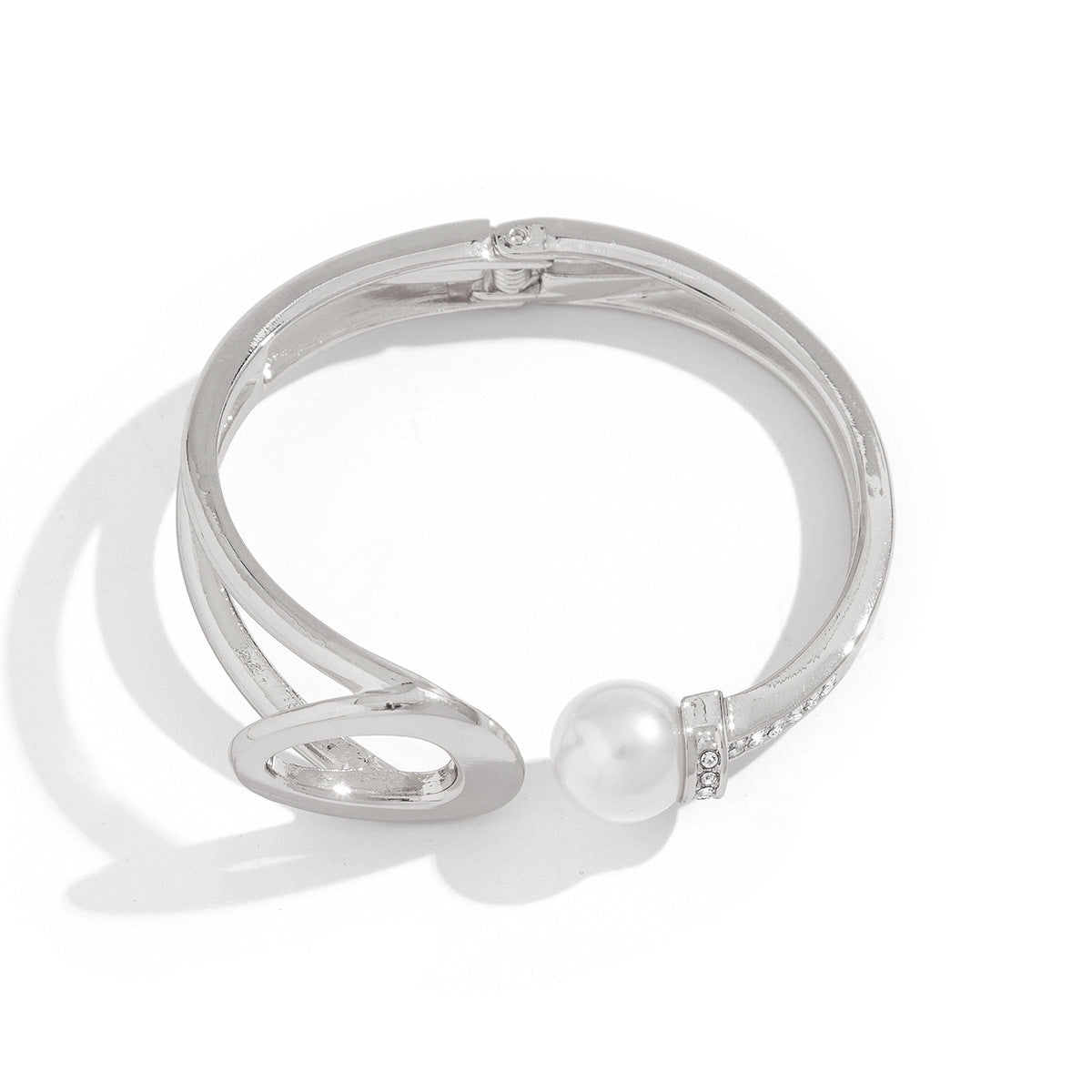 Hip-Hop Irregular Alloy Bracelet Set with Rhinestones and Pearls