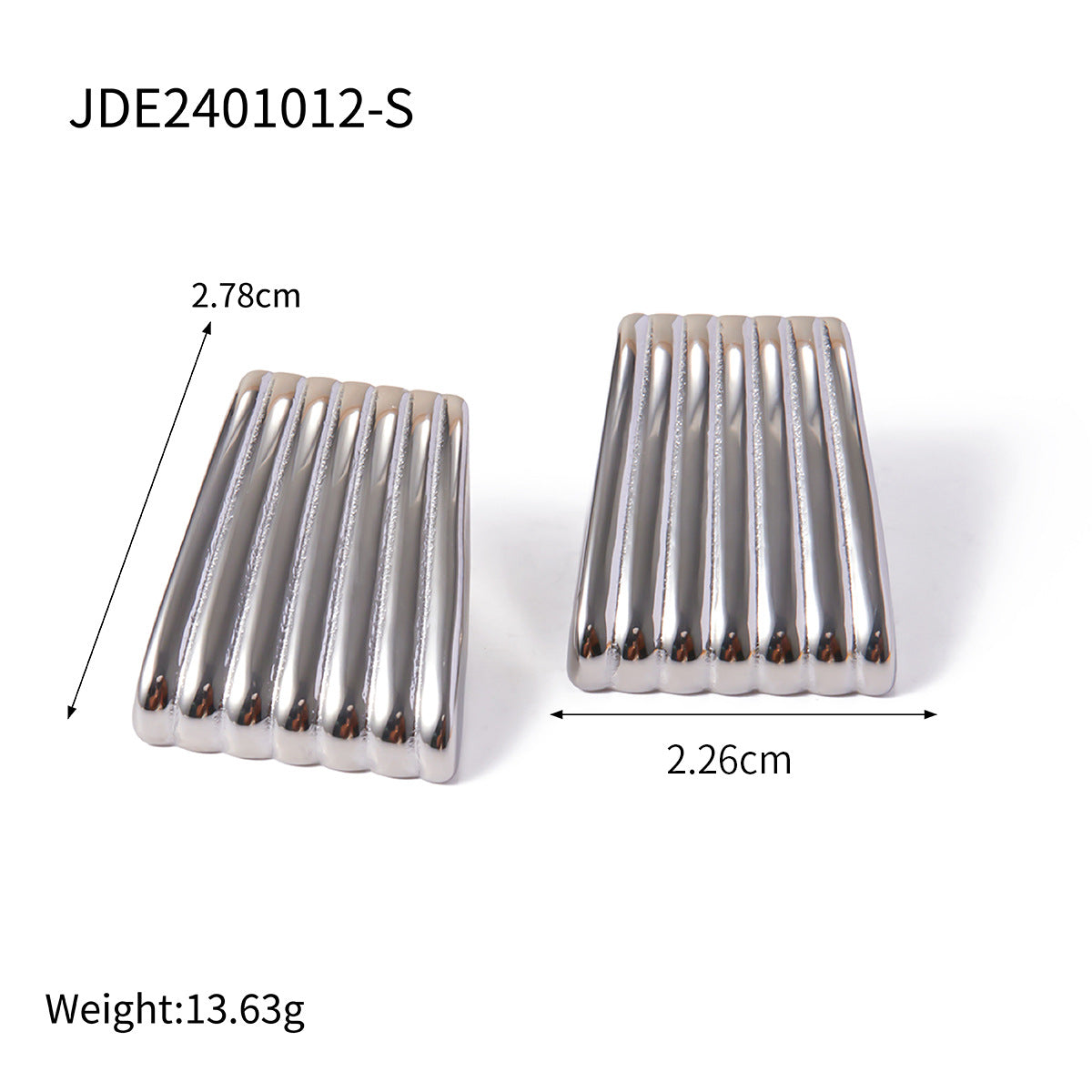 Stainless Steel Striated Ladder Hoop Earrings
