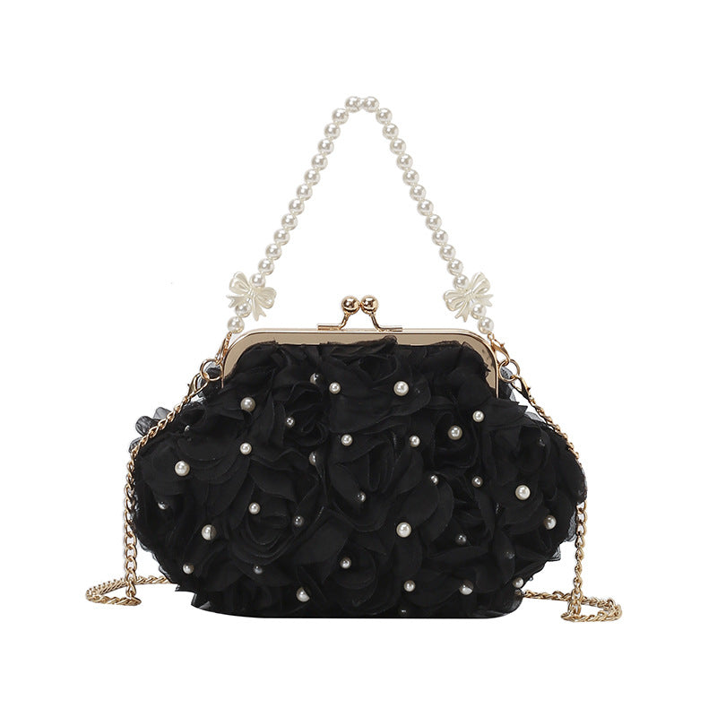 Floral Pearl Shoulder Bag Chic Crossbody Bag