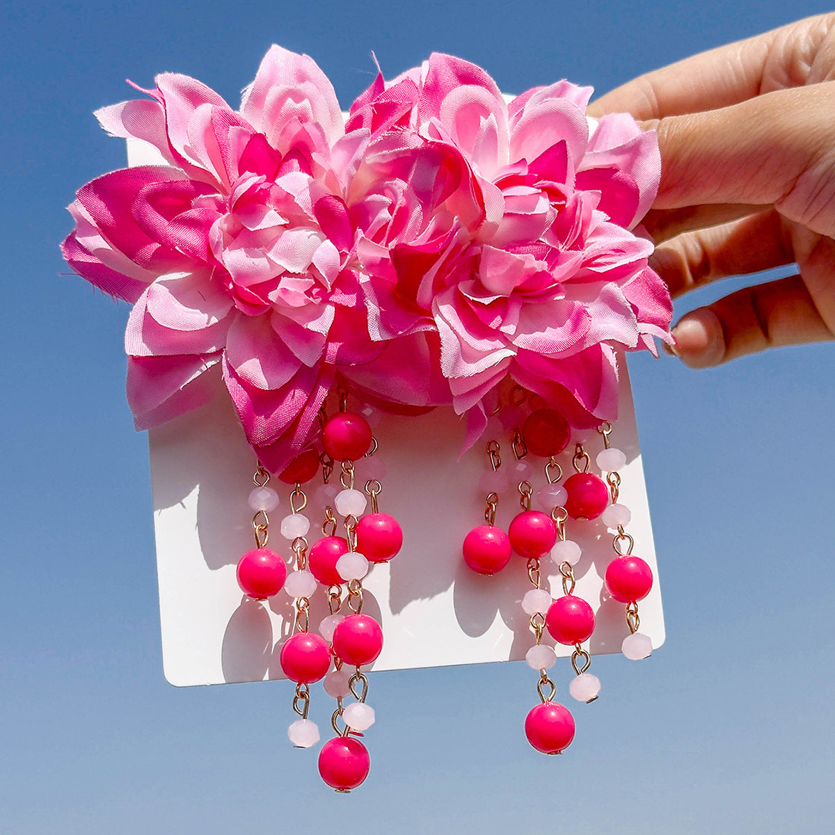 Floral Tassel Drop Earrings Elegant Gift For Women