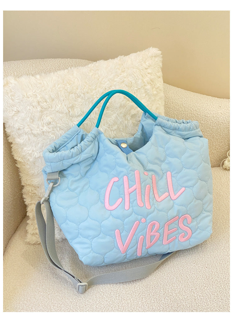 Letter Embroidered Tote Bag
