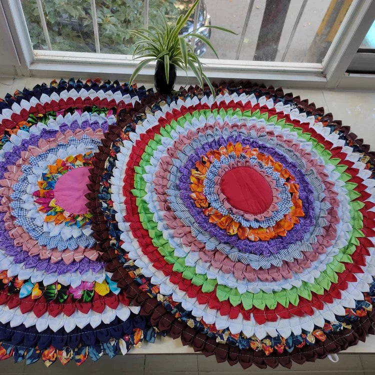 Ethnic Flower Cloth Splicing Nine-Ring Cushion Mahogany Sofa Seat Cushion Classical Round Non-Slip Household Chair Cushion
