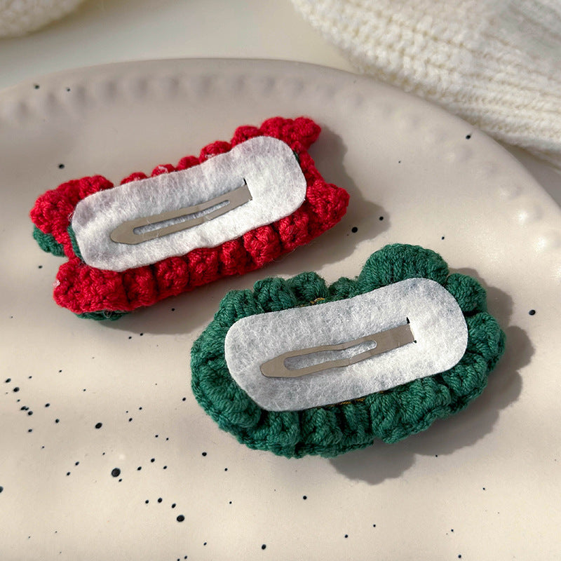 Sweet Hand Knitted Christmas Tree Hair Clip
