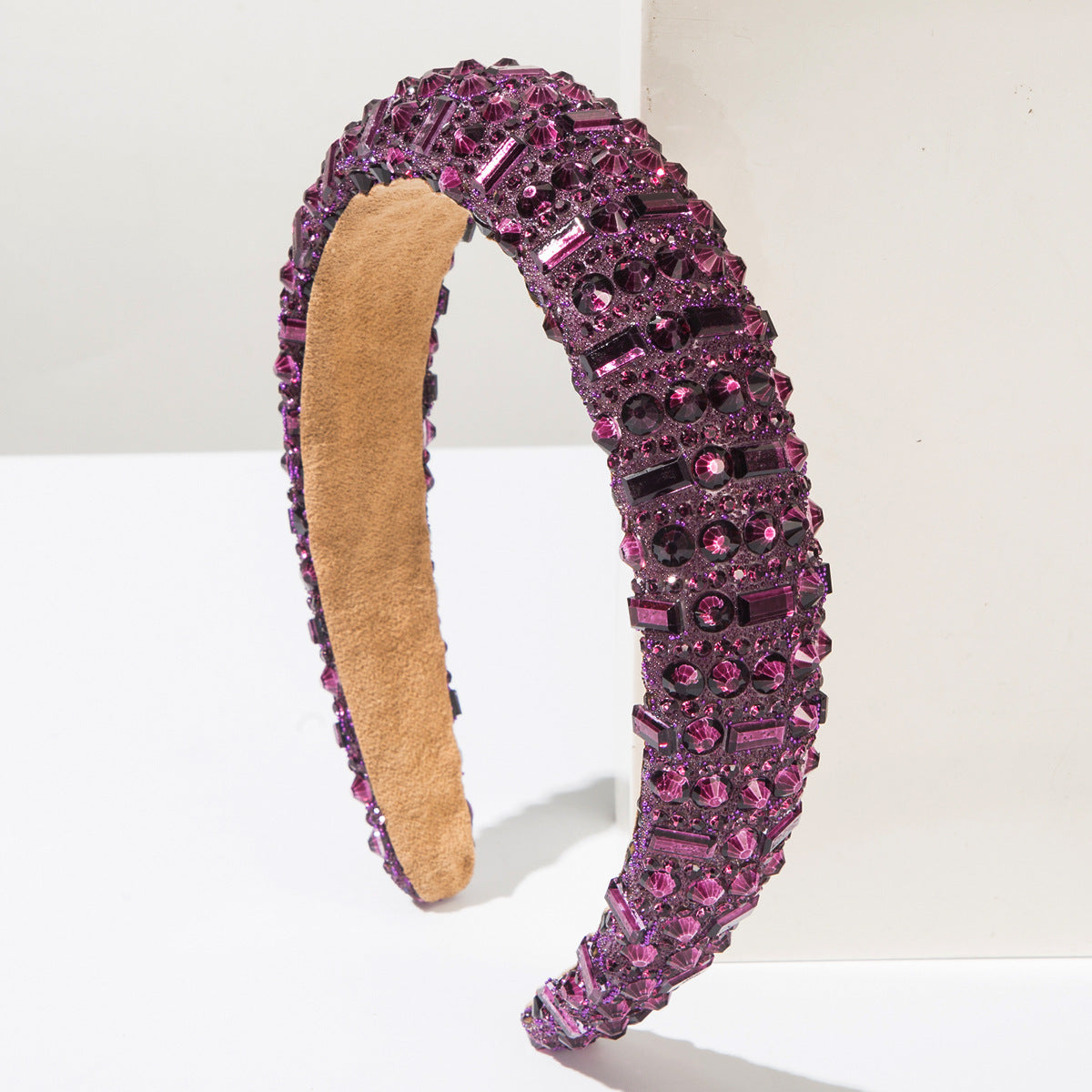 Fashionable Rhinestone Hairband with High Crown Sponge Design