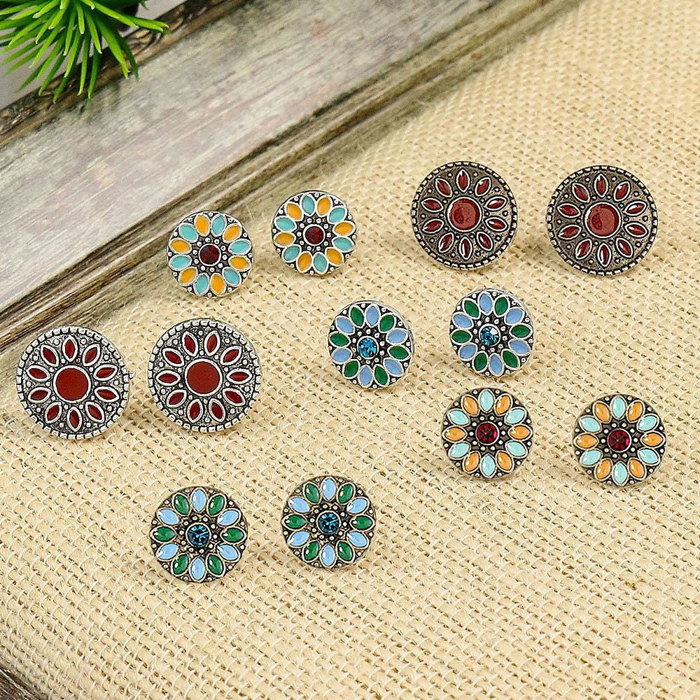 Colorful Bohemian Flower Drop Earrings Stylish Zinc Alloy Jewelry