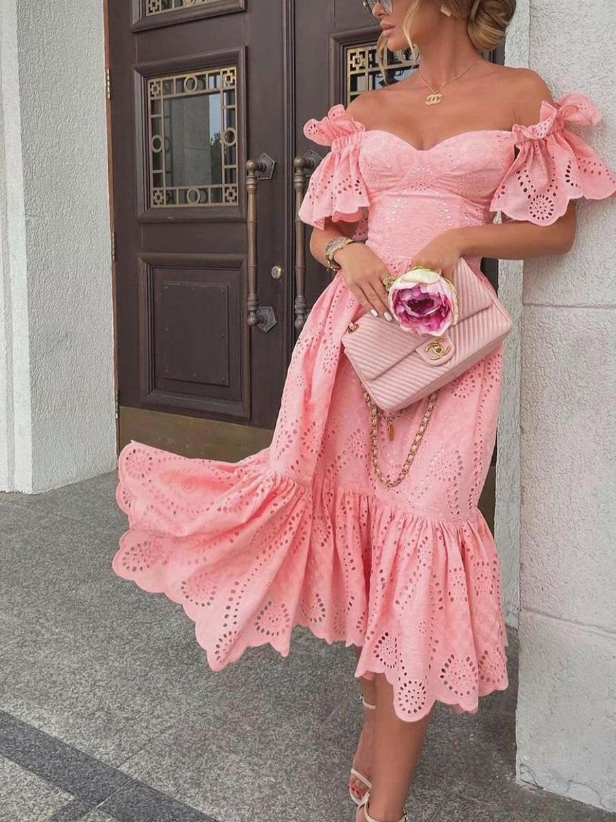 Sexy One-Shoulder Polka Dot Dress