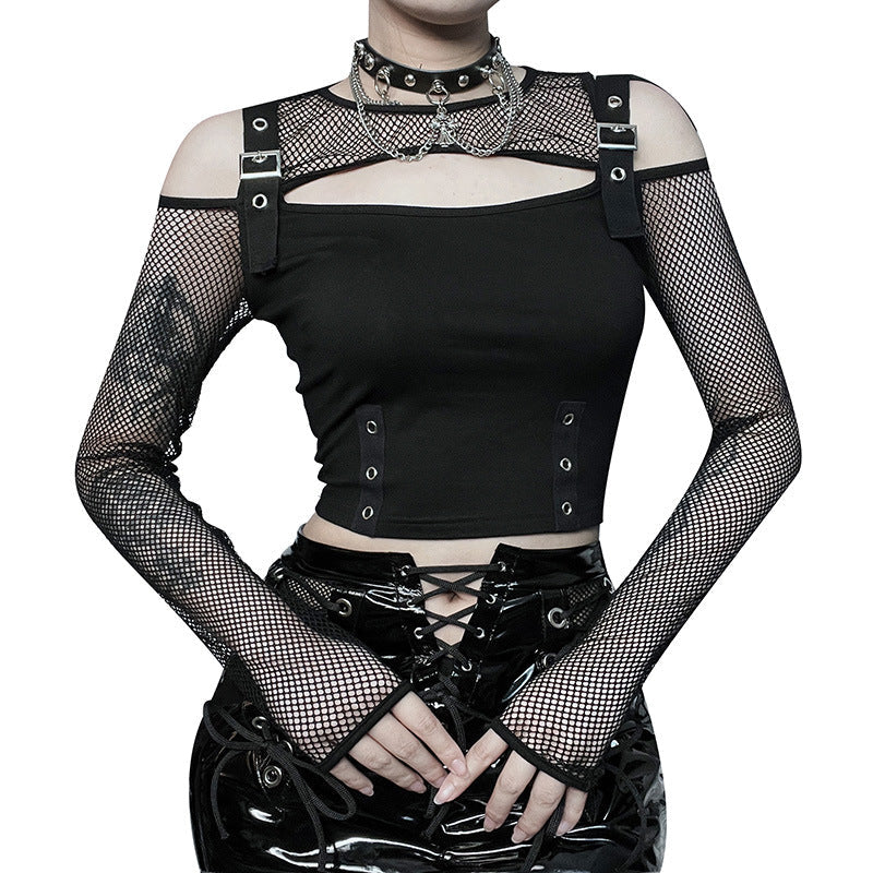 Dark Fashion Shoulder-Baring Long Sleeve Top