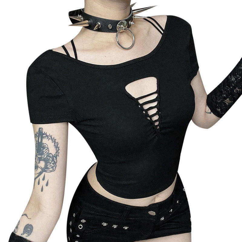 Backless Trendy T-Shirt in Black