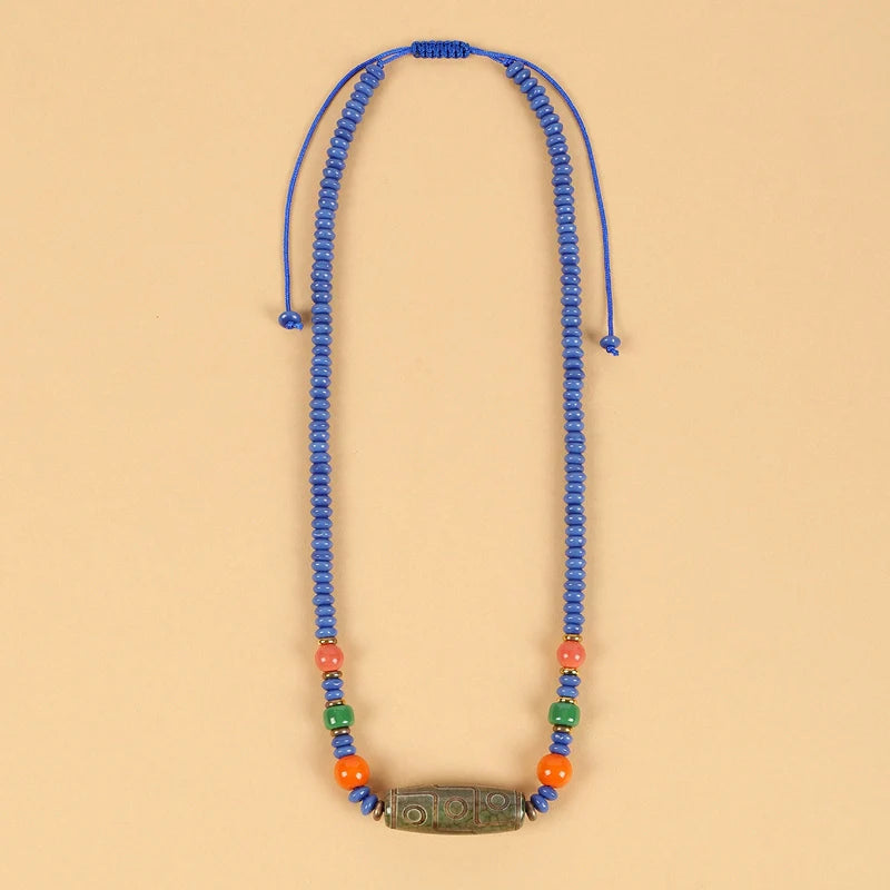 Tianzhu Agate Coral Necklace Tibetan Men And Women Retro Long Ethnic Style Collarbone Chain Tibetan Accessories
