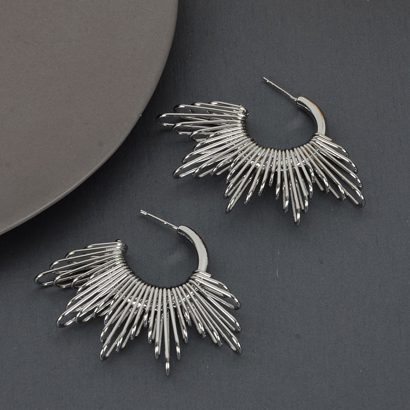 Geometric Gold Plated Earrings For Women Fashion Luxurious Style