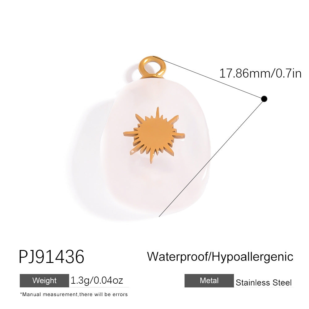 Butterfly Pendant Necklace Natural Stone Stainless Steel Jewelry