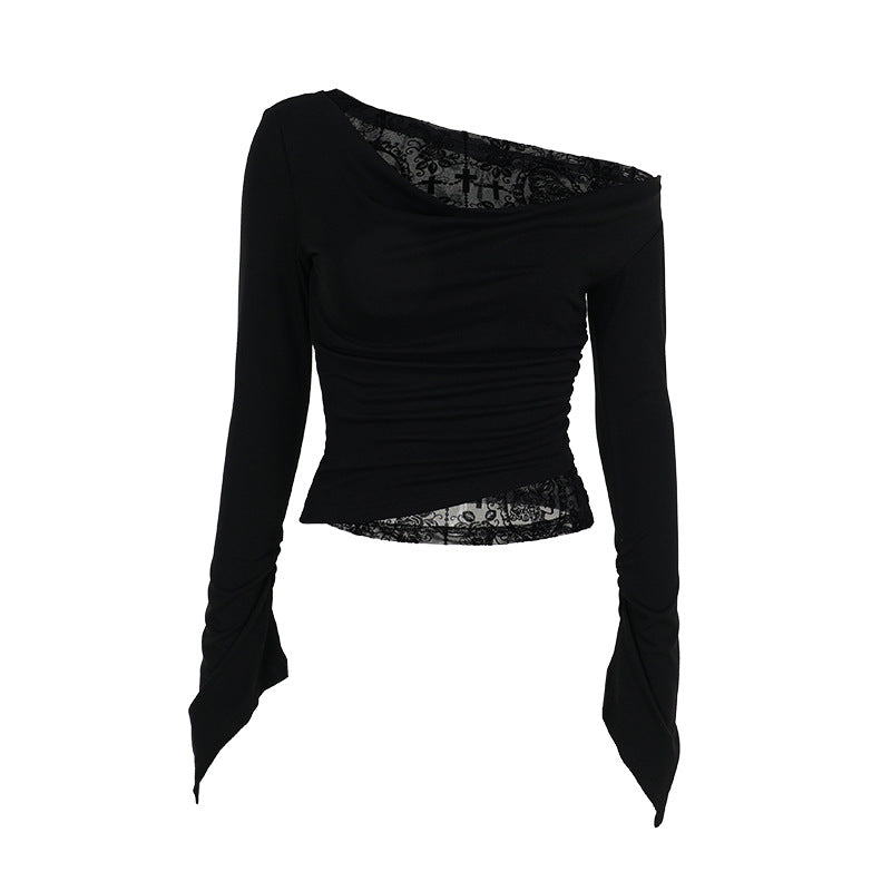 Sexy Slim Fit Long Sleeve Top with Floral Pattern