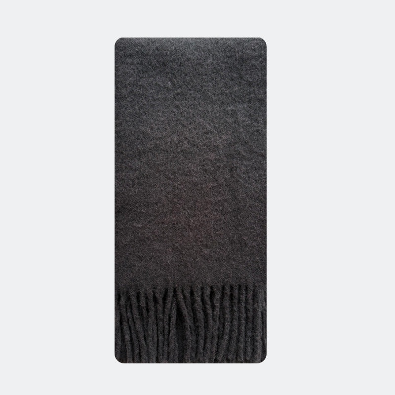 Fringe Thick Wool Blend Scarf in Icelandic Blue