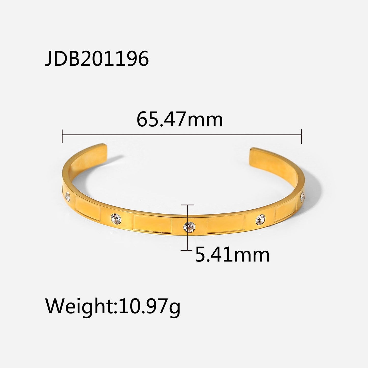 Vintage Zircon Wide Simple Bracelet