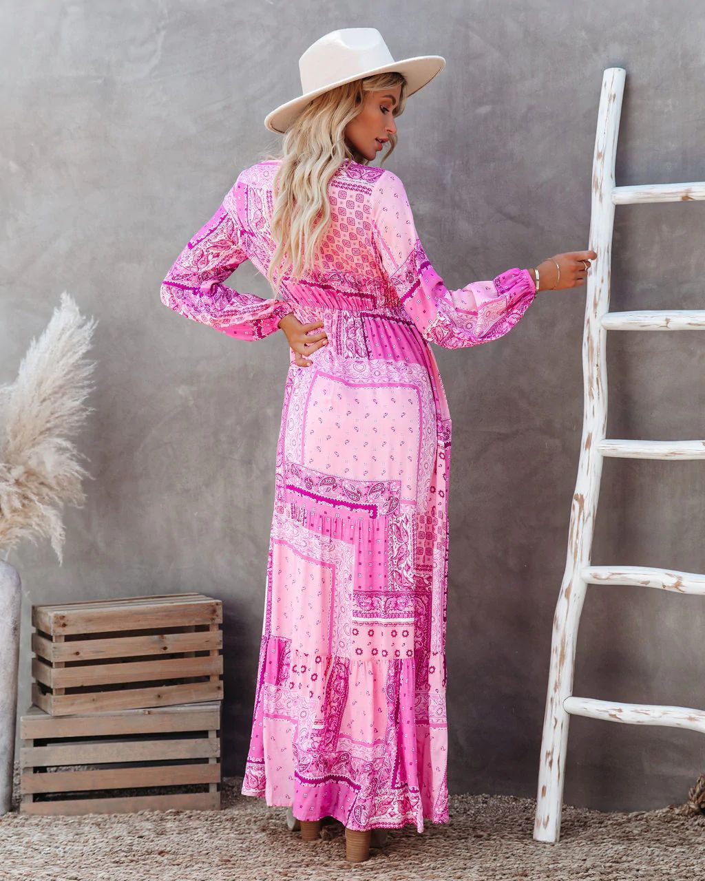 V-Neck Simple Fashion Temperament Loose Bohemian Dress