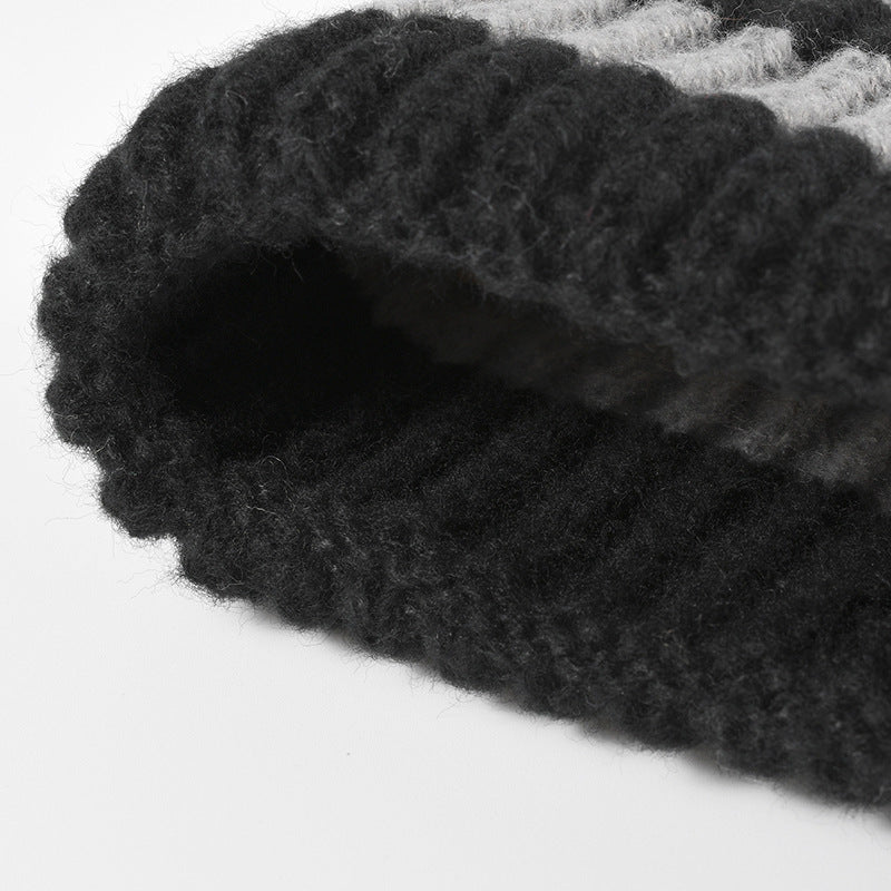 Trendy Striped Color Block Thicken Cuff Beanie