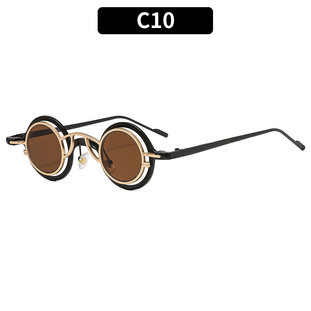 Retro Round Metal Sunglasses Fashionable UV400 Protection