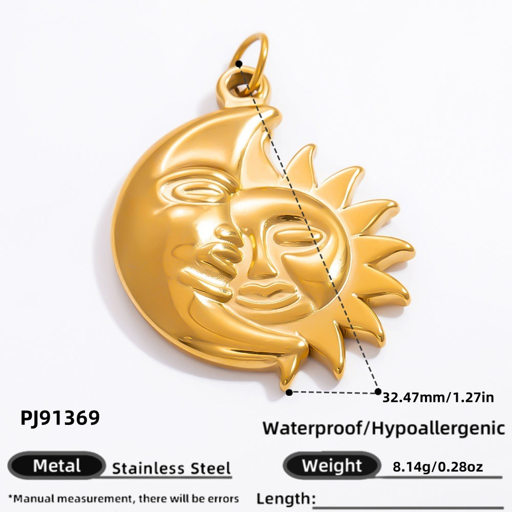 Heart Pendant Sun Charm Bracelet Necklace Stainless Steel DIY Jewelry