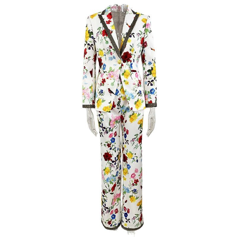 Floral Print Long Blazer Set