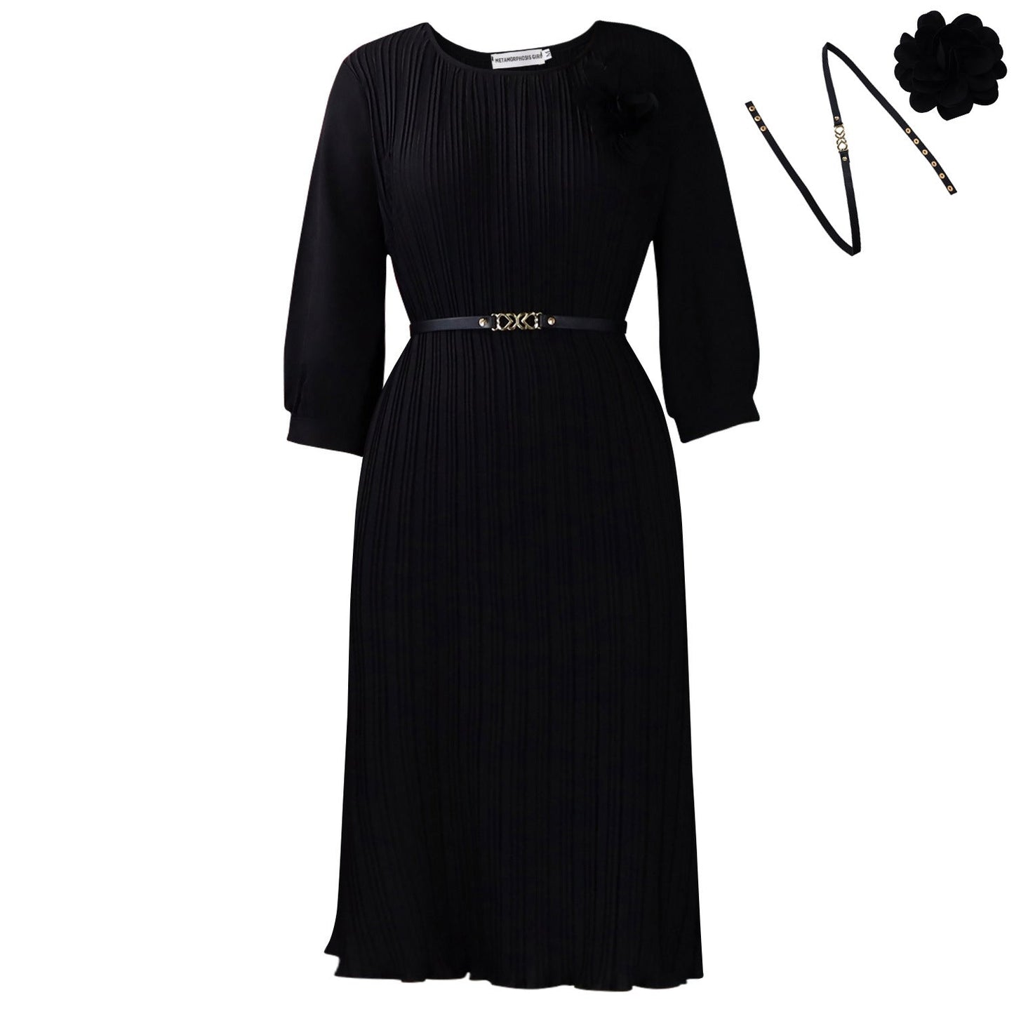 Elegant A-Line Midi Dress With Square Neckline And Ruffle Hem