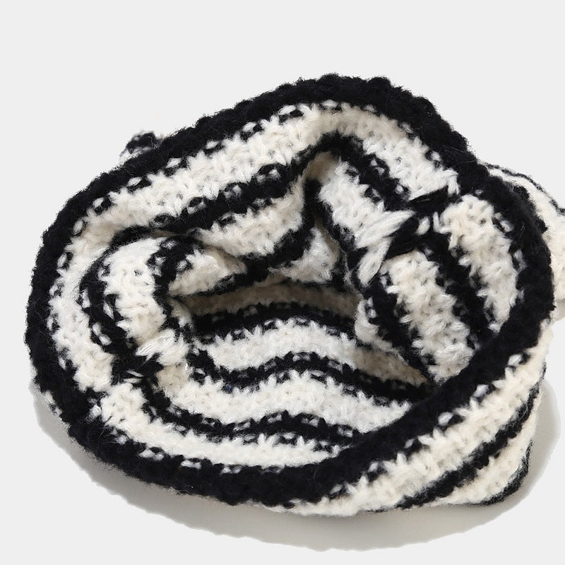 Stripe Cute Contrast Color Knit Beabie