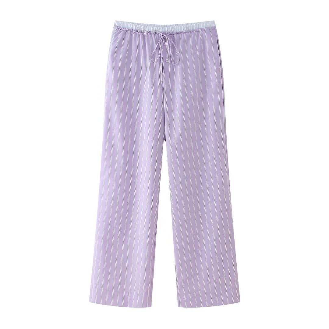 Casual Striped Sleeveless Top and Long Pants Sets