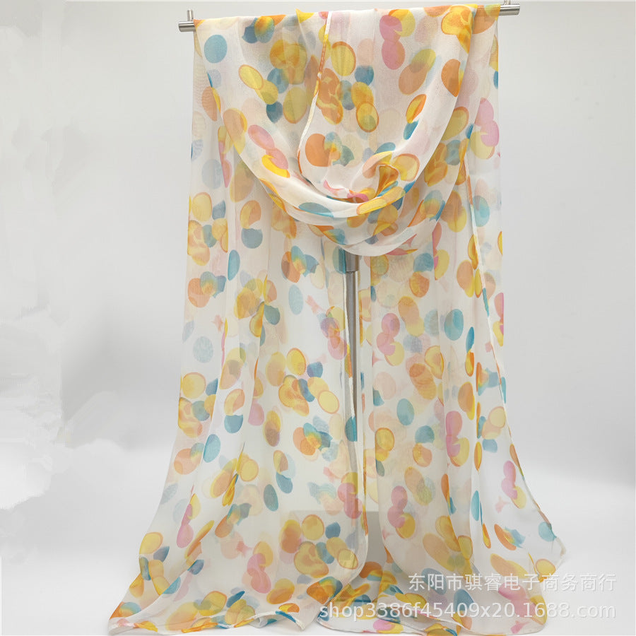 Scarvii - Chiffon Scarf with Coin Circle Print