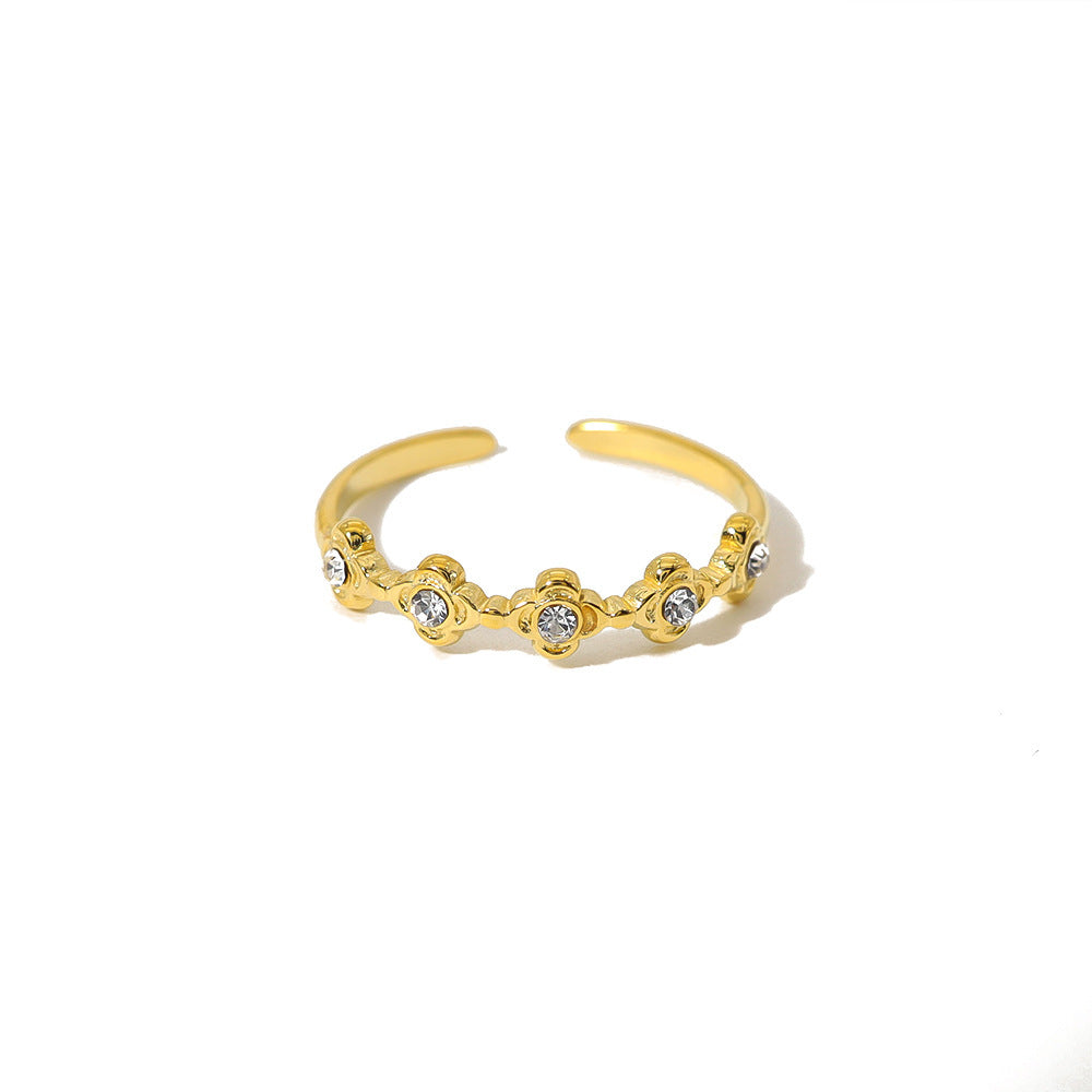 Rhinestone Hollow Out Open Trendy Adjustable Ring