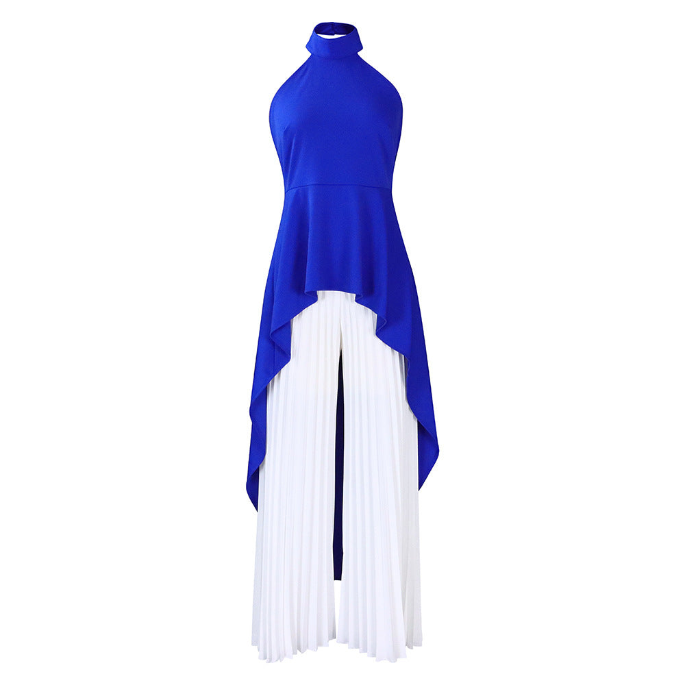Fashionable Casual Two-Piece Set With Backless Top And Wide-Leg Pants