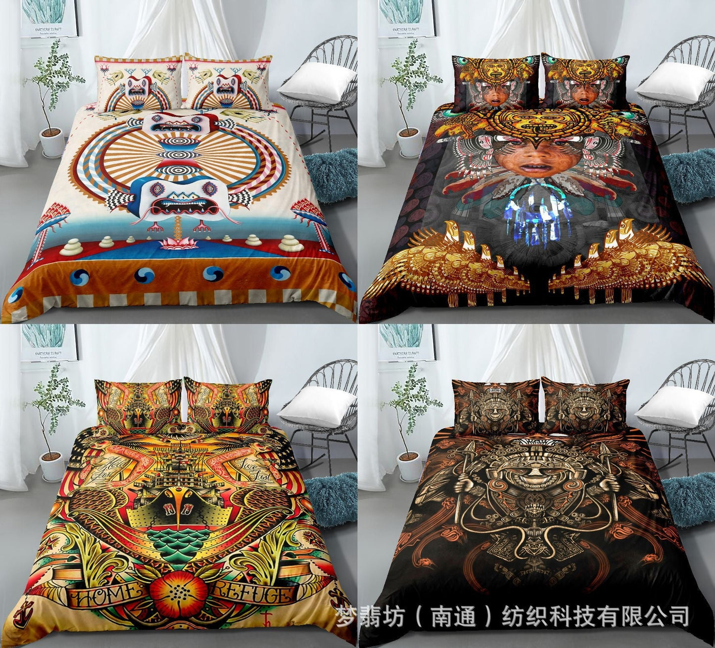 Selling 3D Printed Bohemian Bed Indian Pattern 2Pcs/3Pcs Set