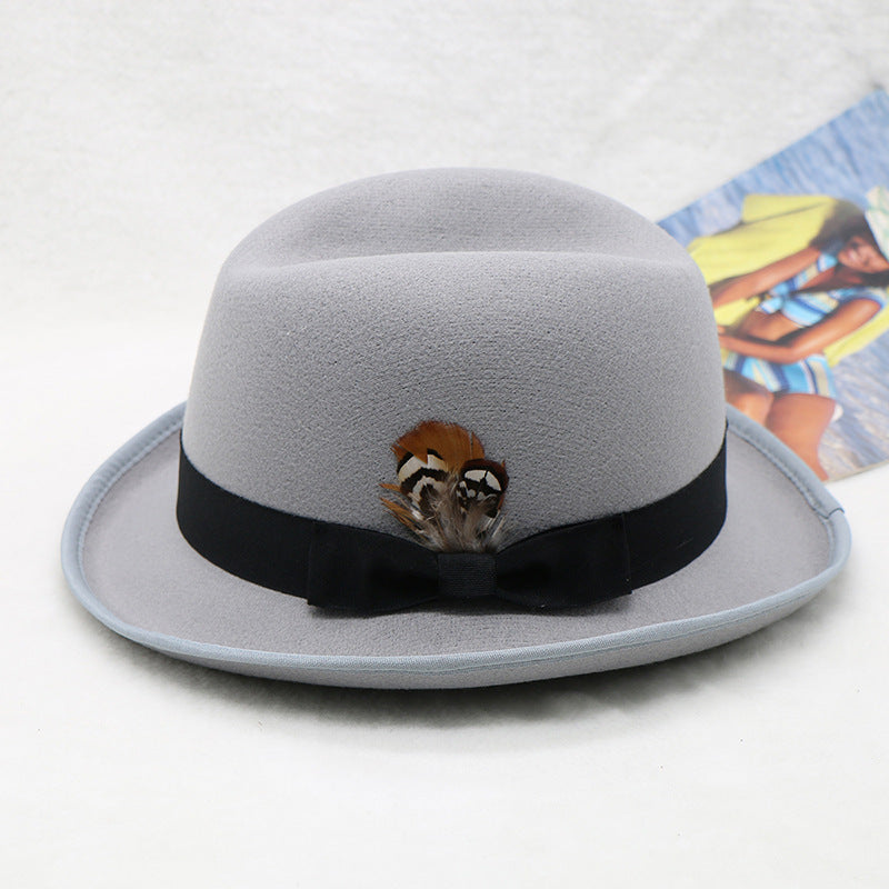Fashionable Wool Felt Jazz Hat Unisex Warm Accessory