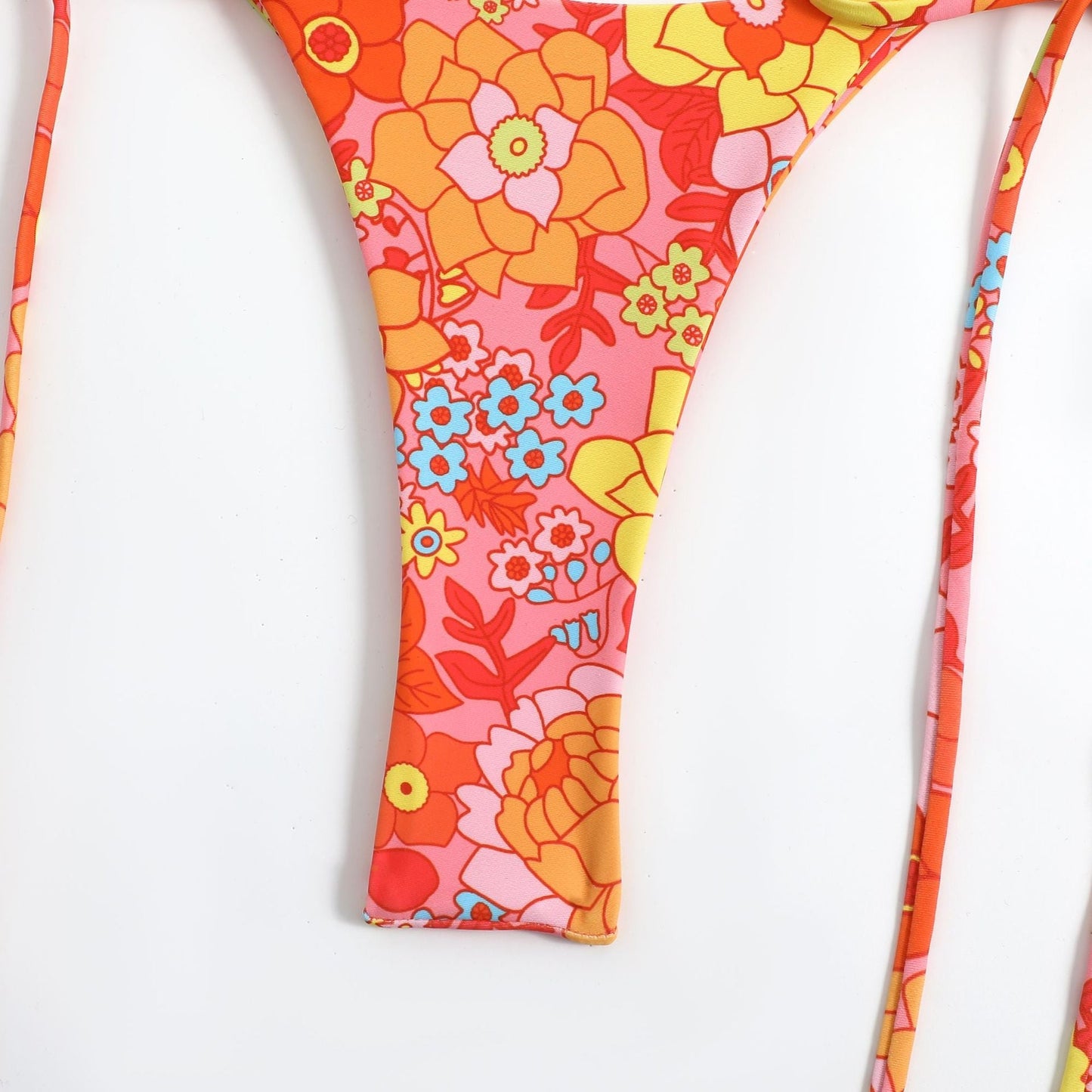 Print String Tie Backless Spaghetti Swimwear