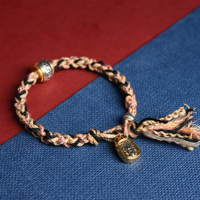 Tibetan Dirty Rope Hand-Rubbed Cotton Bracelet Finished Hand-Woven Tibetan Zakiram Hand Rope