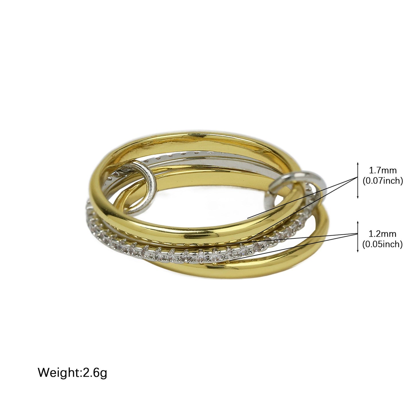 Color Block Rhinestone Interlocking Stackable Rings