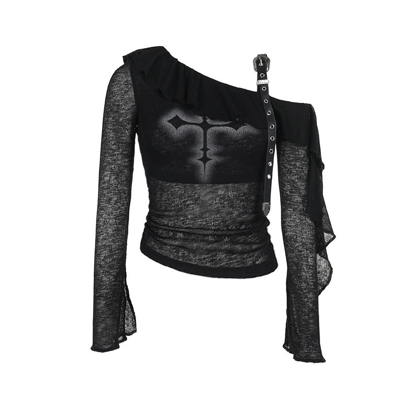Sexy Off-the-Shoulder Ruffle Strap Top for Women
