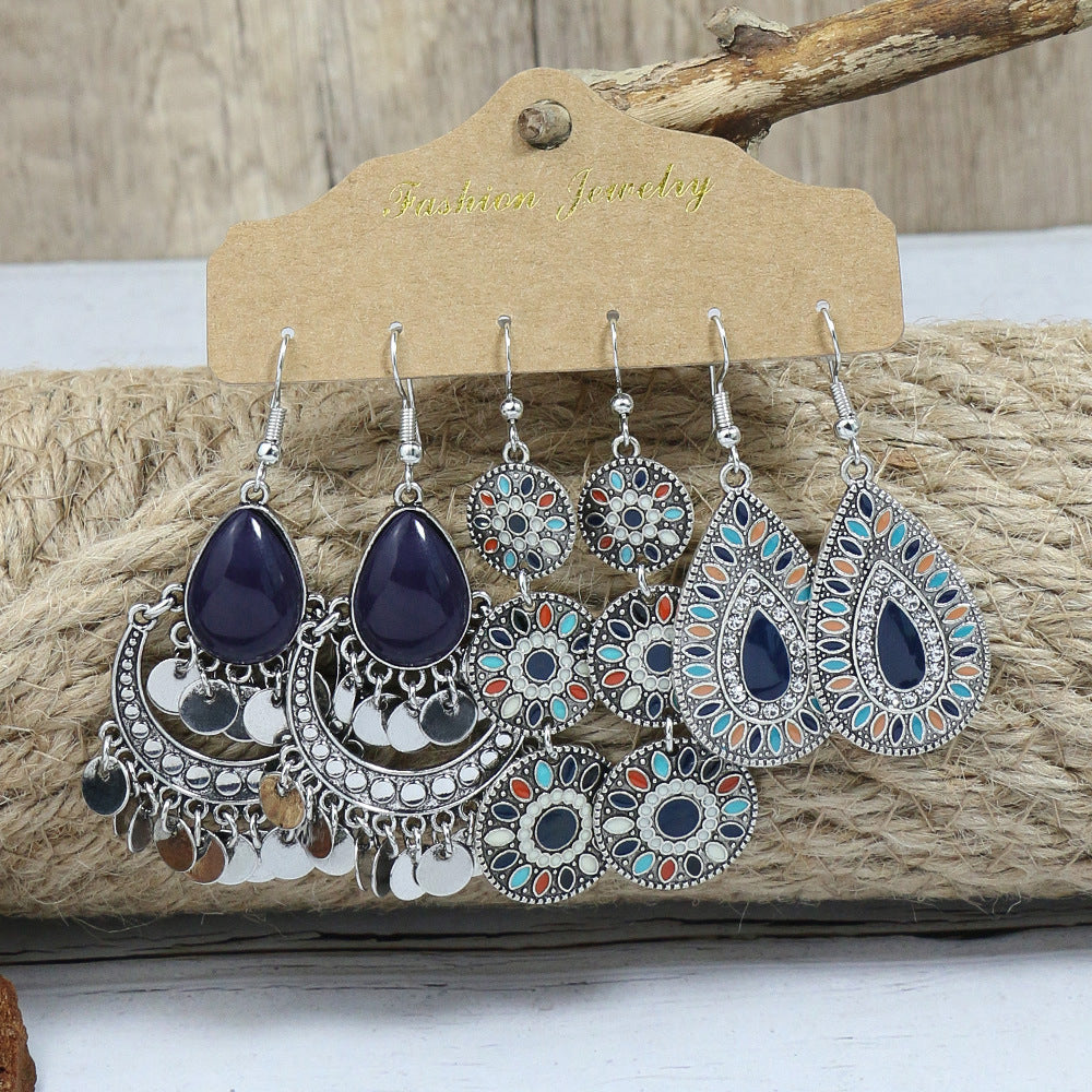 Boho Vintage Minimalist Hollow Drop Earrings Set