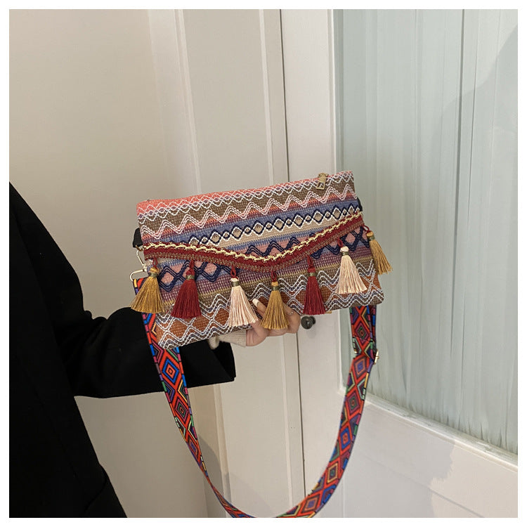 Artistic Bohemian Fringe Tote Bag Stylish Crossbody Purse
