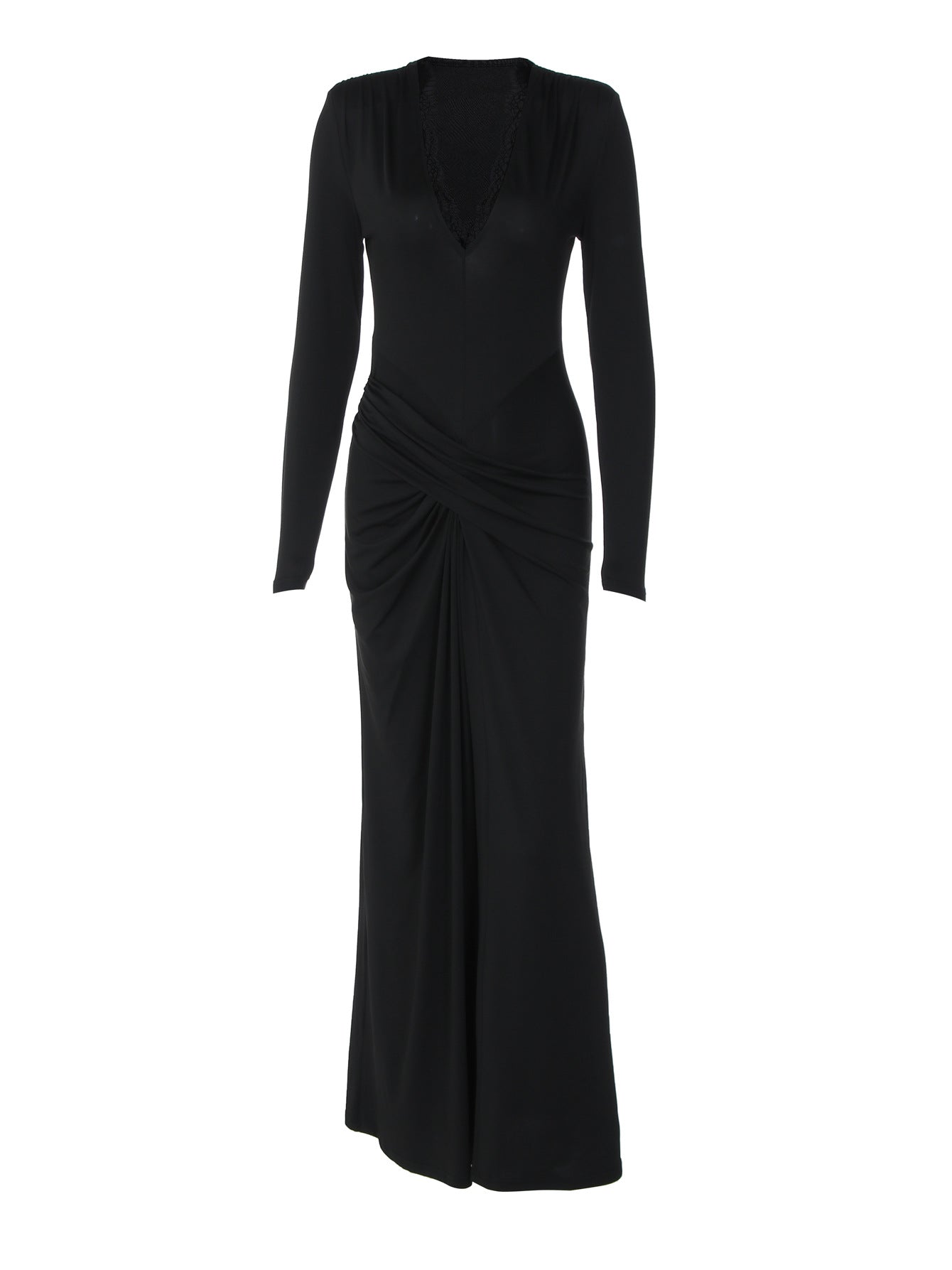 Trendy Solid Color Long Sleeve Dress with Waist Tie