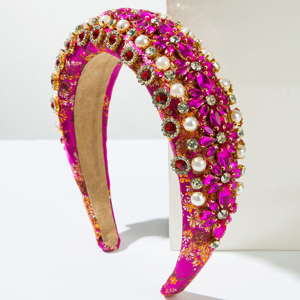 Embroidered Fabric Sponge Headband Vintage Baroque Style Headpiece for Women