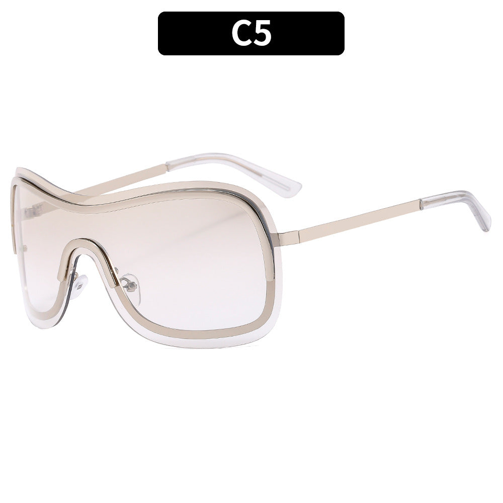 Frameless Y2K Oval Sunglasses Trendy Metal Shades