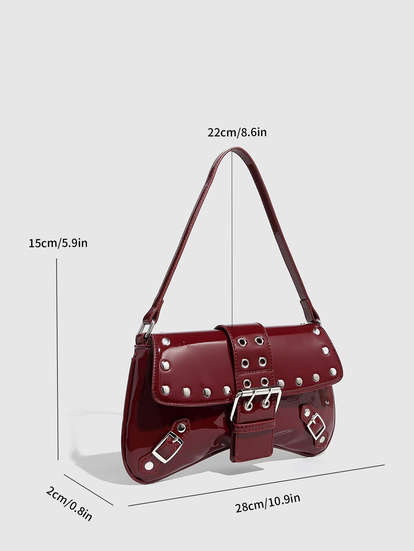 Punk Studded Hollow PU Leather Shoulder Bag