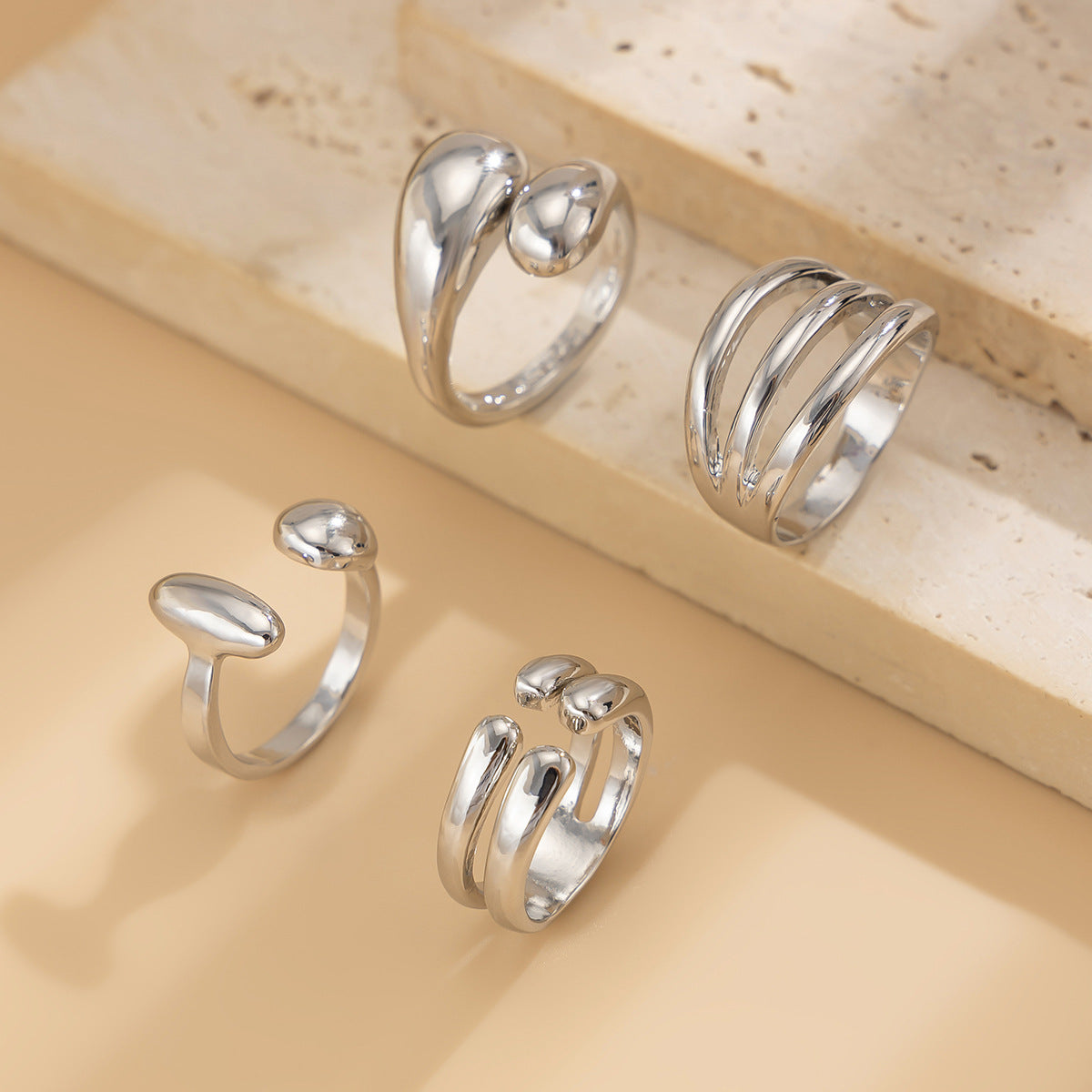 Geometric Metal Cuff Bracelet With Spring Closure - Unique Modern Design