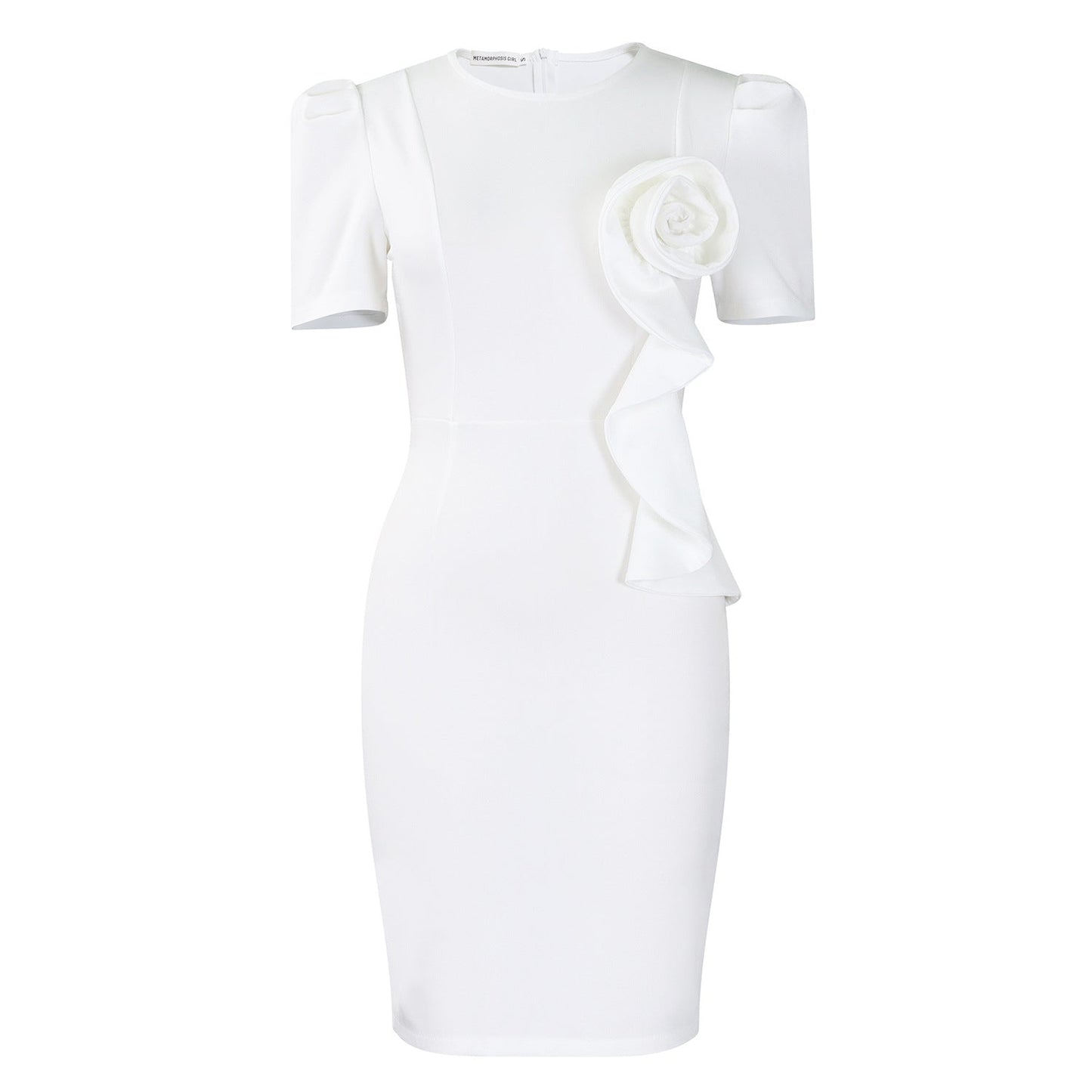 Elegant Bodycon Ruffle Sleeve Dress In Solid Color